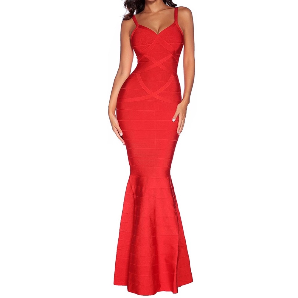 Maxi Bandage Dress Fishtail Bodycon Evening Dress